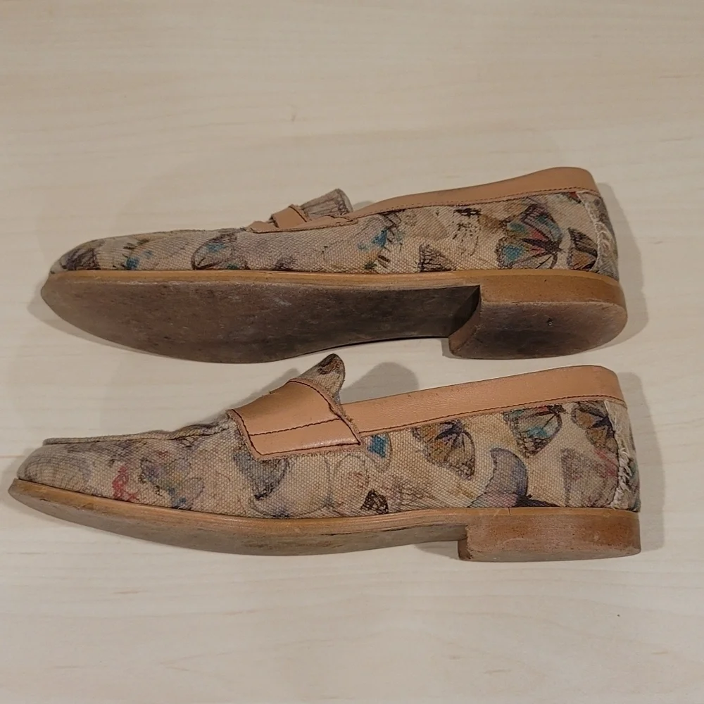 Sz 37 EU BluBlonc Caylee Leather Butterfly Loafers